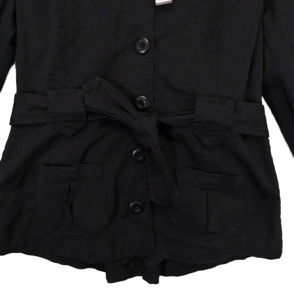 NWT Mod O Doc Women's 2 Black Safari Jacket, Tie Waist Peacoat Pockets $108 - Picture 3 of 6
